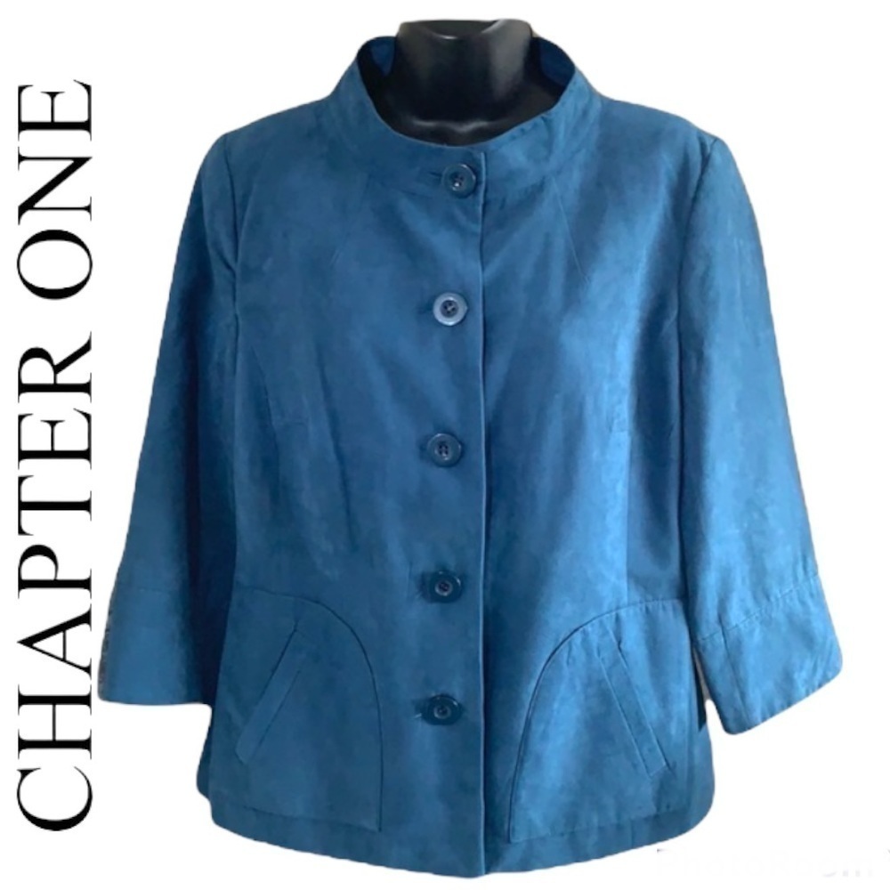 CHAPTER One blue/sea salt faux suede blazer/jacket size 10